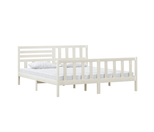 Estructura cama de madera maciza blanca super king 180x200 cm