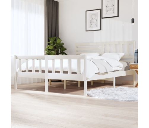 Estructura cama de madera maciza blanca super king 180x200 cm