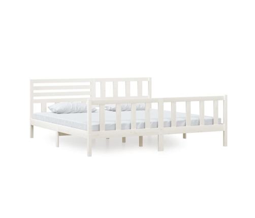 Estructura de cama de madera maciza blanca 200x200 cm