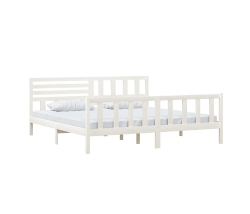 Estructura de cama de madera maciza blanca 200x200 cm