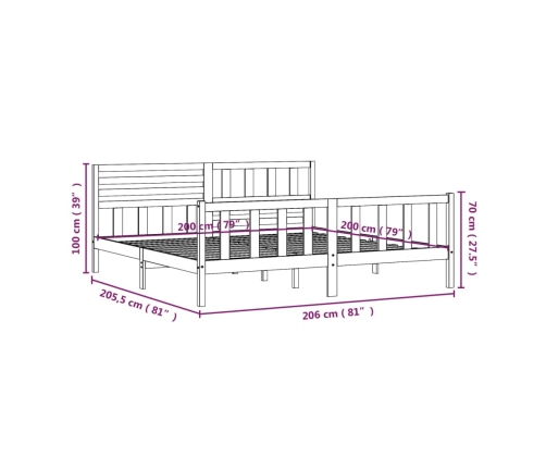 Estructura de cama de madera maciza blanca 200x200 cm