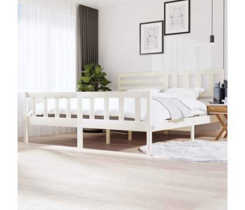 Estructura de cama de madera maciza blanca 200x200 cm