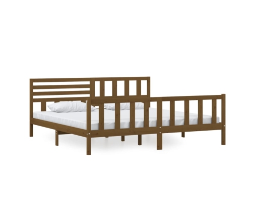 Estructura de cama madera maciza marrón miel 200x200 cm