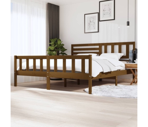 Estructura de cama madera maciza marrón miel 200x200 cm