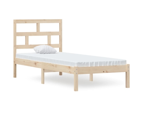 Estructura de cama individual pequeña madera maciza 75x190 cm