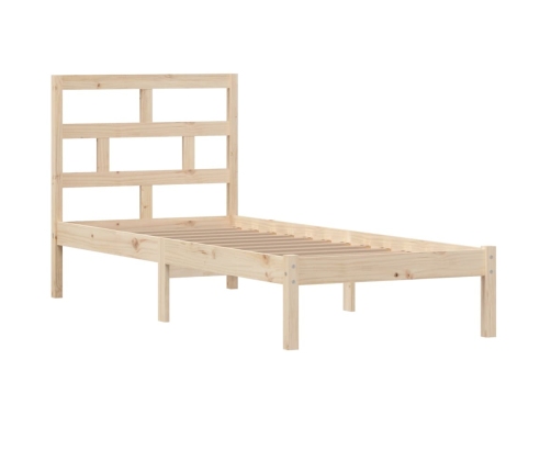 Estructura de cama individual pequeña madera maciza 75x190 cm