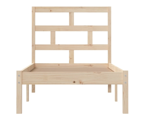 Estructura de cama individual pequeña madera maciza 75x190 cm