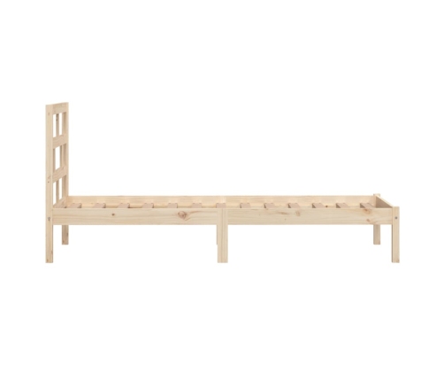 Estructura de cama individual pequeña madera maciza 75x190 cm