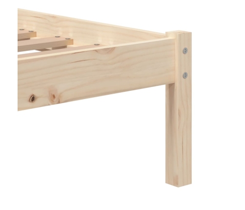 Estructura de cama individual pequeña madera maciza 75x190 cm