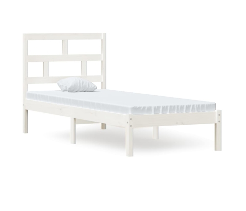 Estructura de cama individual madera maciza blanco 75x190 cm