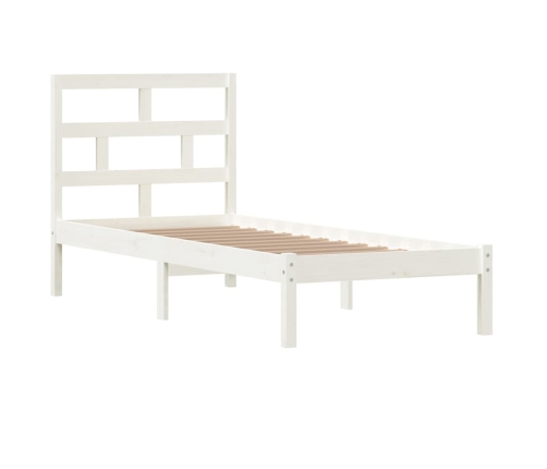 Estructura de cama individual madera maciza blanco 75x190 cm