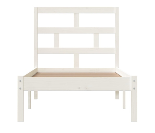 Estructura de cama individual madera maciza blanco 75x190 cm