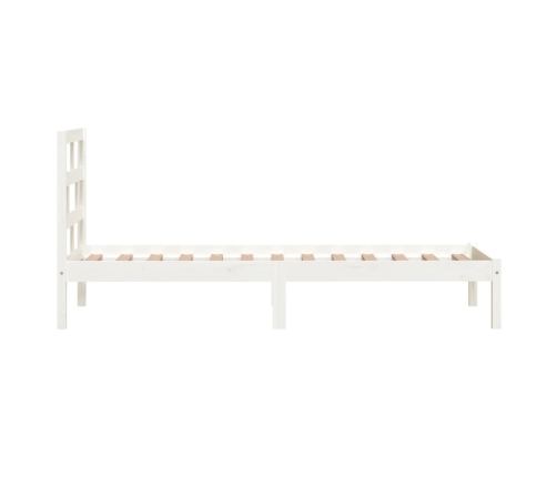 Estructura de cama individual madera maciza blanco 75x190 cm