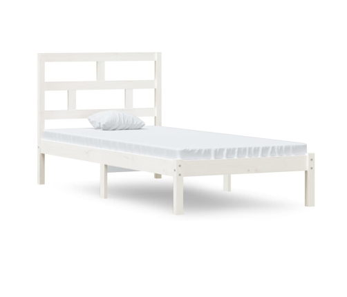 Estructura de cama individual de madera maciza blanco 90x190 cm