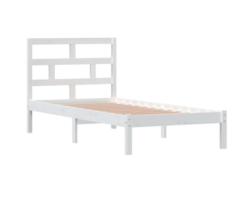 Estructura de cama individual de madera maciza blanco 90x190 cm