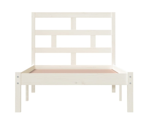 Estructura de cama individual de madera maciza blanco 90x190 cm