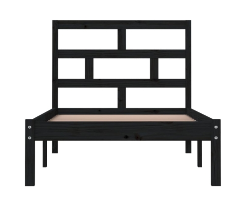 vidaXL Estructura de cama individual de madera maciza negro 90x190 cm