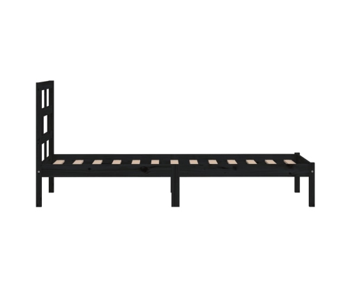 vidaXL Estructura de cama individual de madera maciza negro 90x190 cm