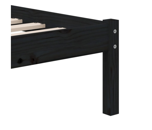 vidaXL Estructura de cama individual de madera maciza negro 90x190 cm