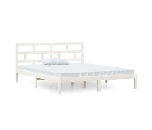 Estructura cama doble pequeña madera maciza blanco 120x190 cm