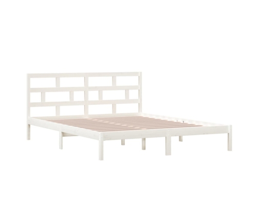 Estructura cama doble pequeña madera maciza blanco 120x190 cm