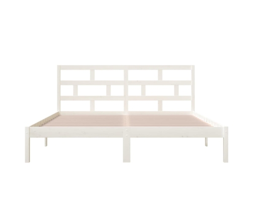 Estructura cama doble pequeña madera maciza blanco 120x190 cm