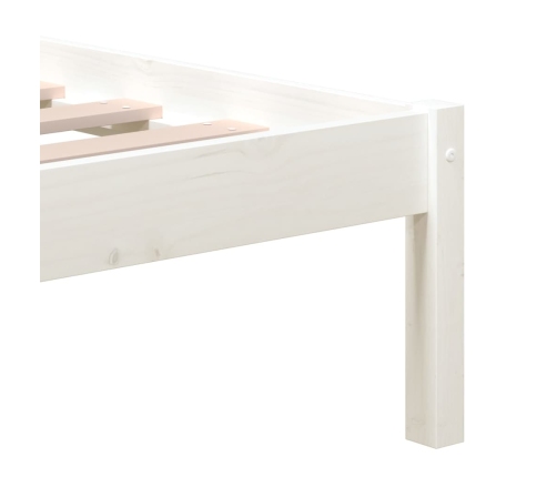 Estructura cama doble pequeña madera maciza blanco 120x190 cm