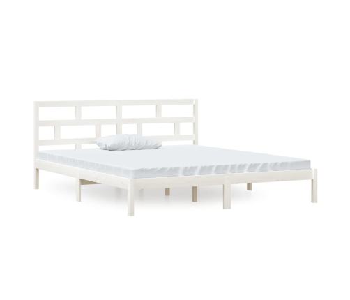 Estructura de cama doble de madera maciza blanco 135x190 cm