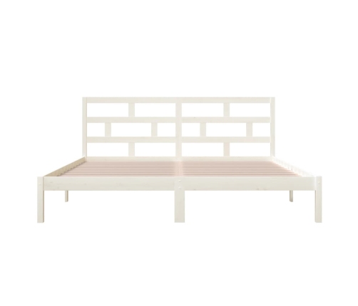 Estructura de cama doble de madera maciza blanco 135x190 cm