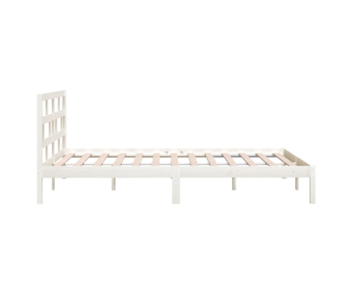 Estructura de cama doble de madera maciza blanco 135x190 cm