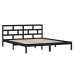 Estructura de cama doble de madera maciza negro 135x190 cm