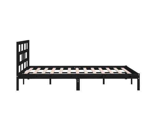 Estructura de cama doble de madera maciza negro 135x190 cm