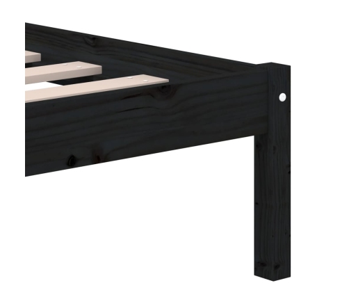 Estructura de cama doble de madera maciza negro 135x190 cm