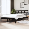 Estructura de cama doble de madera maciza negro 135x190 cm