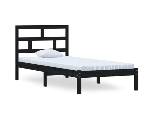 Estructura de cama madera maciza de pino negro 100x200 cm