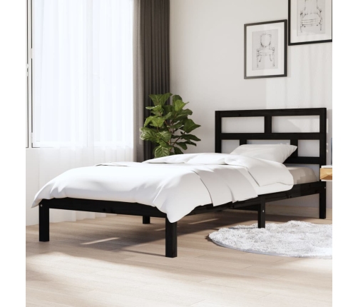 Estructura de cama madera maciza de pino negro 100x200 cm