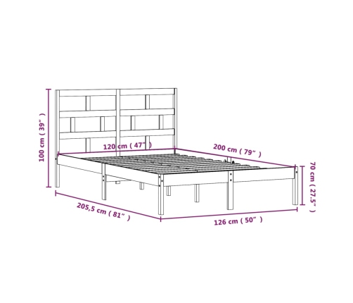 Estructura de cama madera maciza de pino 120x200 cm