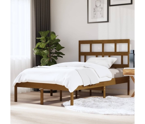 Estructura de cama madera maciza de pino marrón miel 120x200 cm