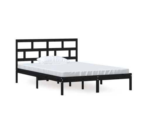 Estructura de cama de madera maciza de pino negro 140x200 cm