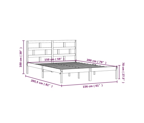 Estructura de cama de madera maciza 150x200 cm