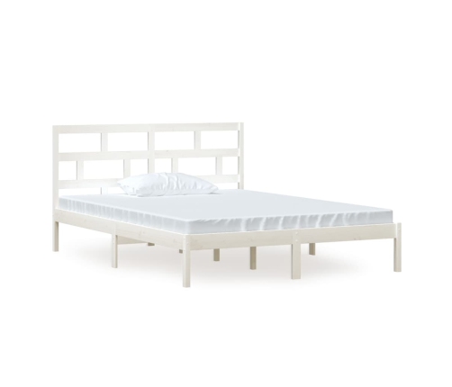 Estructura de cama de madera maciza blanco 150x200 cm