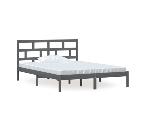 Estructura de cama de madera maciza gris 150x200 cm