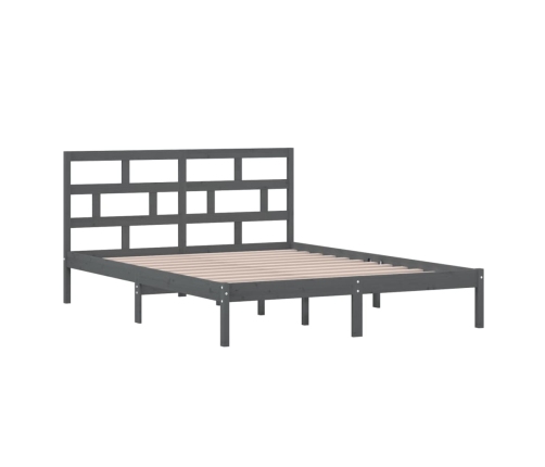 Estructura de cama de madera maciza gris 150x200 cm