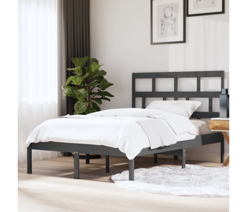 Estructura de cama de madera maciza gris 150x200 cm