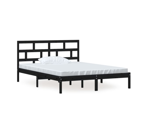 Estructura de cama de madera maciza negro 150x200 cm