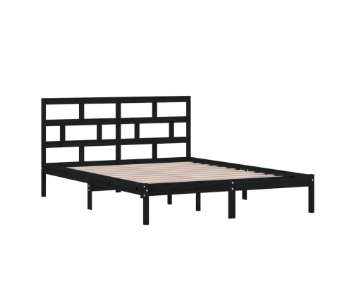 Estructura de cama de madera maciza negro 150x200 cm