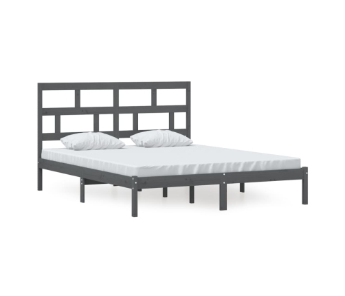 Estructura de cama de madera maciza de pino gris 160x200 cm