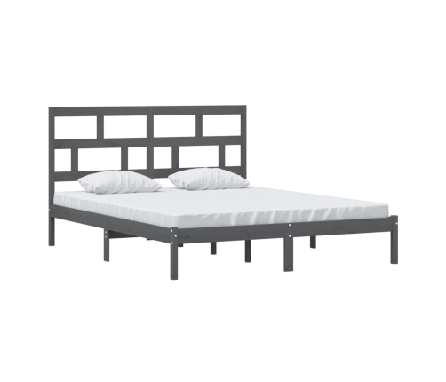 Estructura de cama de madera maciza de pino gris 160x200 cm