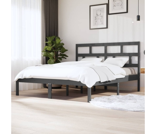 Estructura de cama de madera maciza de pino gris 160x200 cm