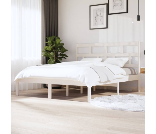 Estructura cama de madera maciza blanca super king 180x200 cm